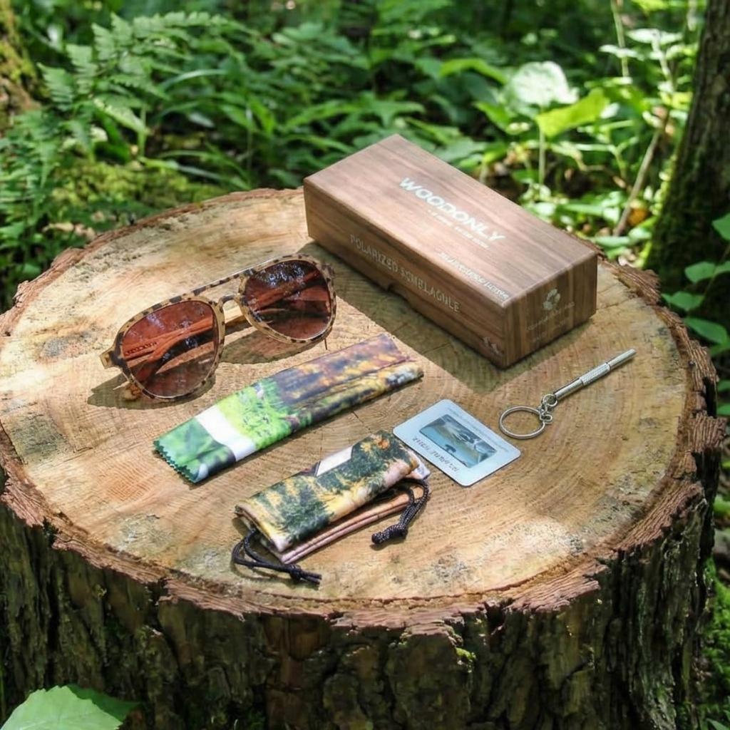 [WOODONLY] Деревянные модные поляризационные солнцезащитные очки - Защита UV400 - Ручная работа - Идеальный подарок для мужчин и женщин (Зебрано + Черепаховый)