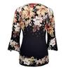 Women T-Shirt V-neck 3/4 Sleeve Pullover Tops Floral Print Lightweight Breathable Casual Tops Streetwear
