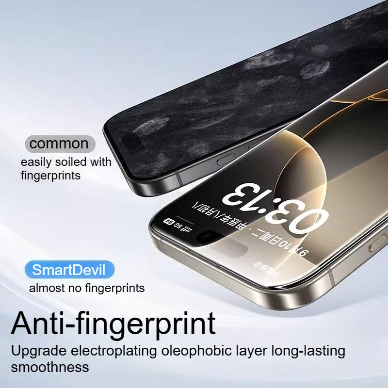 SmartDevil 1/2PCS Dust-free Temperd Glass Film for iPhone 16 Pro Max 15 Pro 16e 14 13 HD Clear Screen Protector Anti-fingerprint 1