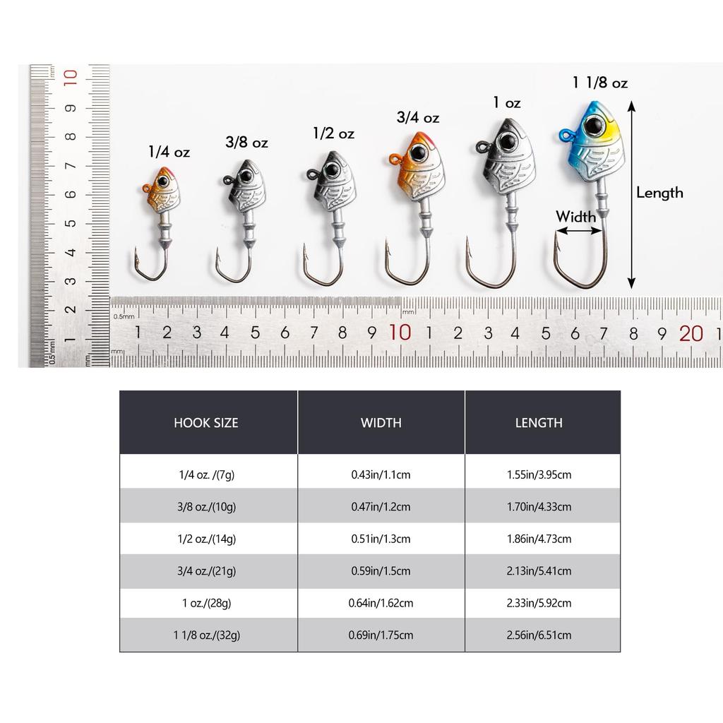 Goture Джиг-головка 5 цветов Набор из 25 штук Кейс Джиг-головка Аджинг Головка Медовая креветка Морская рыбалка Морской окунь Набор приманок 7/10/14/21/28/32г [Хранение в комплекте]