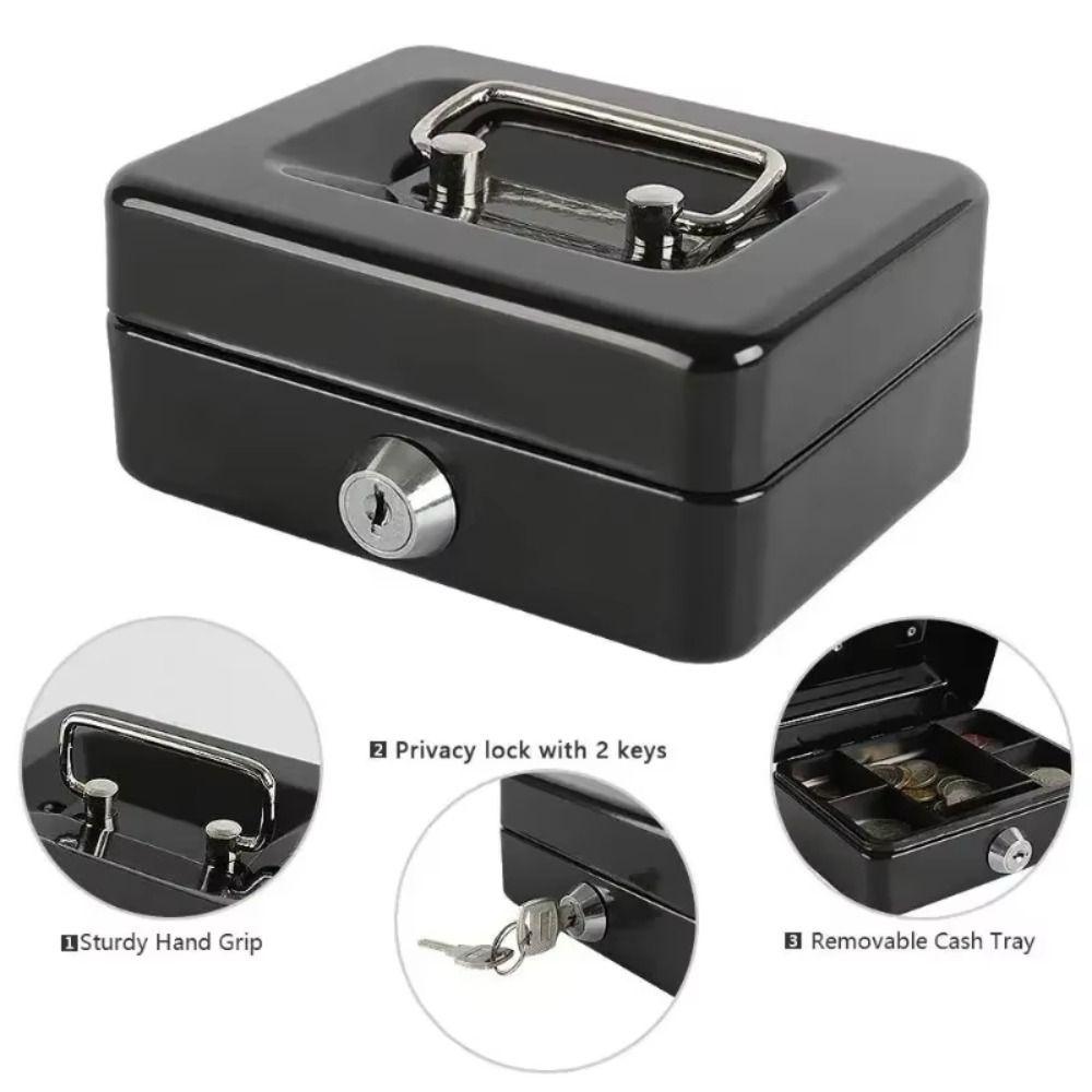 Sturdy Construction Portable Key Safe Mini Size Lockable Coin Box Metal Money Box Store Safety