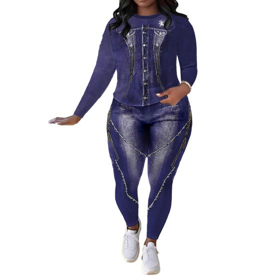 Женский комплект из двух предметов: топ с длинными рукавами, облегающие леггинсы и брюки, сексуальный спортивный костюм для вечеринок и клубов.