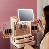 Cosmetics Storage Box with Mirror All-in-one Desktop Dust Skin Care Products Large Capacity Vanity Shelving