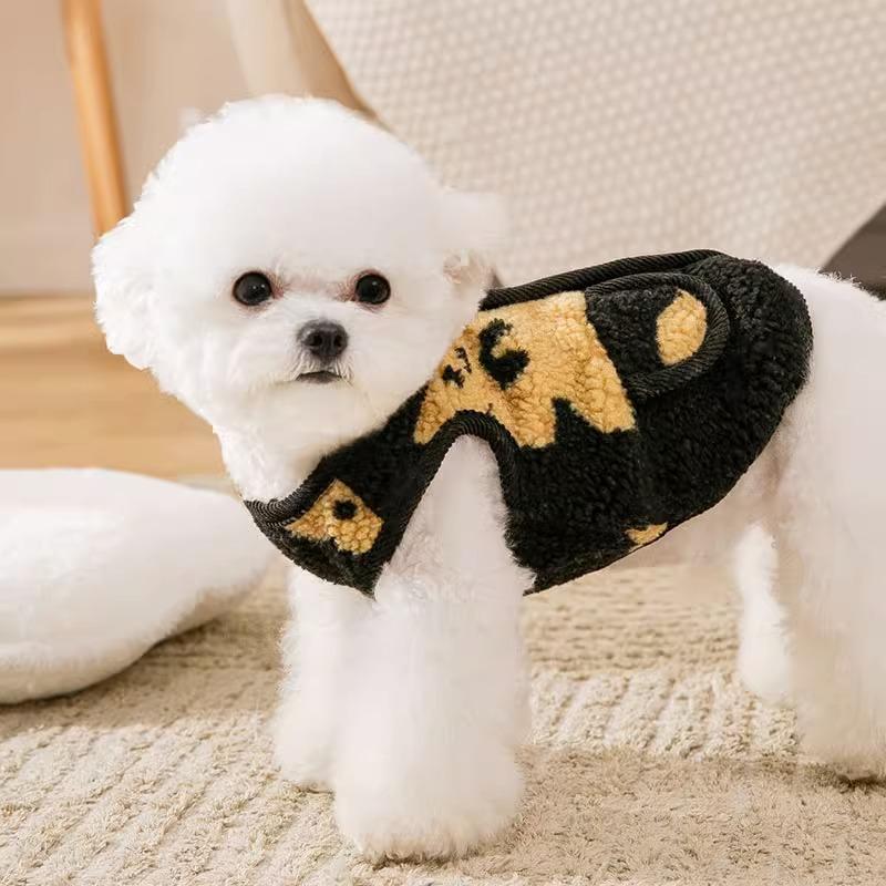 Cute Bear Print Cardigan Dog Clothes Autumn and Winter Warm Two-legged Vest Teddy Bear Small Dog Clothing