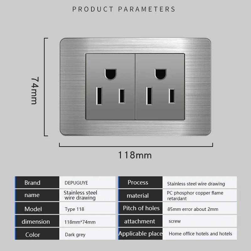 Американский стандарт настенный выключатель света розетка универсальная вилка с usb американская нержавеющая сталь 2-канальная панель розеток 118*74 м компьютер