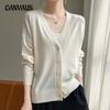 Весенне-осенний женский трикотаж с V-образным вырезом, кардиган, свитер, длинный рукав, куртка