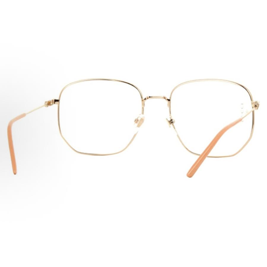 Gucci Women's GG0396S-001 Oversized Square Gold Metal Sunglasses with Clear Demo Lenses