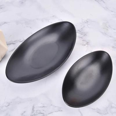 Овальная тарелка-кольцо Черный поднос для ключей Гостиничная посуда Поднос для украшений Суши