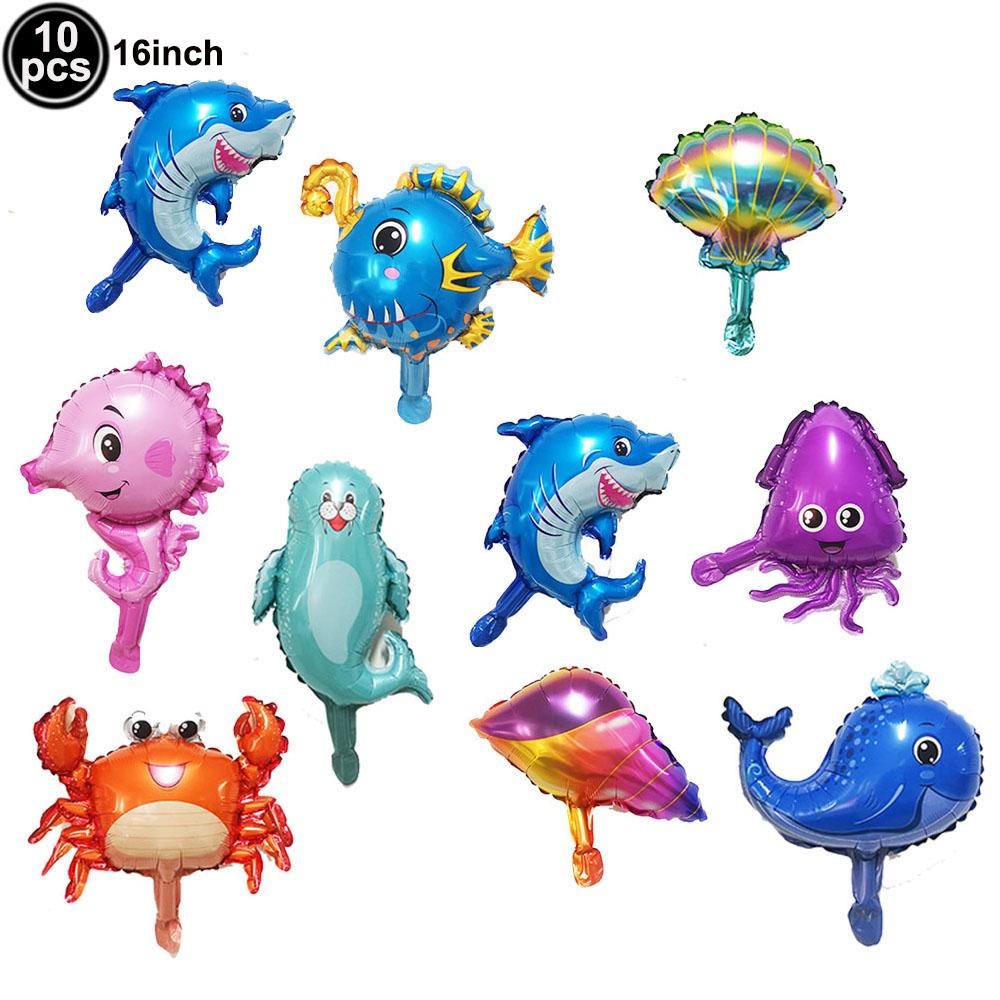 Ocean Animal Party Balloon Decor 5th Child's Birthday Shark Seahorse Crab Turtle Octopus Balloons Kids Gifts Baby Shower Decors