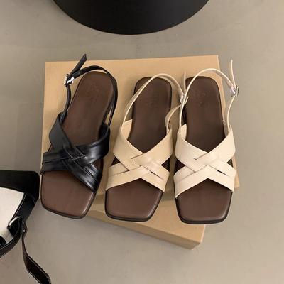 34-45 большой размер римские сандалии женская летняя одежда новые французские потрясающие ретро фея стиль плоские пляжные туфли