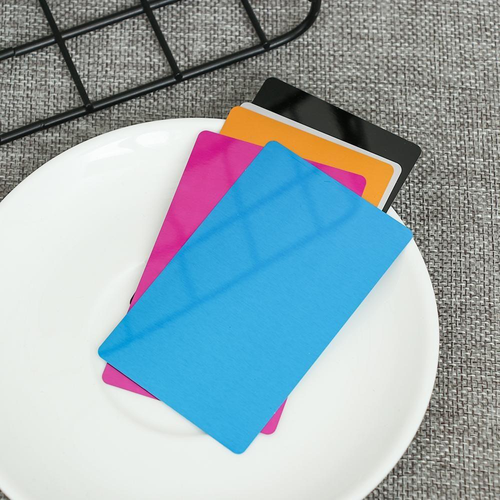 50 Pcs/Set Portable Aluminum Business Visit Smooth Business Card Blank Name Cards Metal Carte