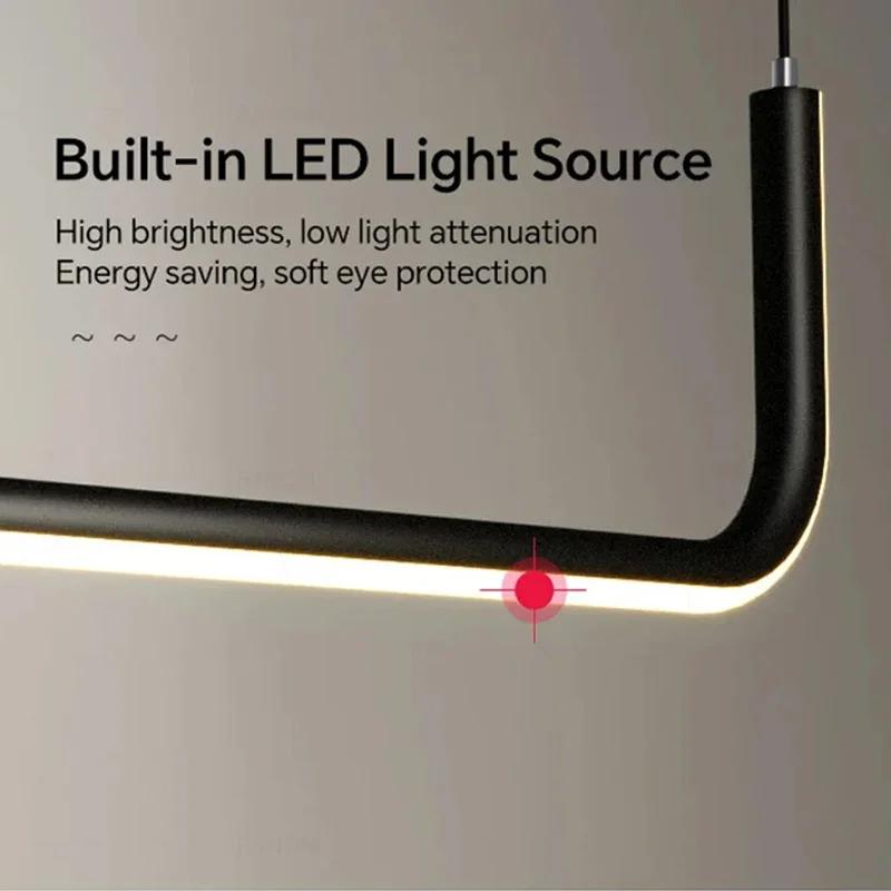 Современный светодиодный подвесной светильник из алюминиевой ленты для обеденного стола, подвесная люстра для гостиной, столовой, кухни, светильник