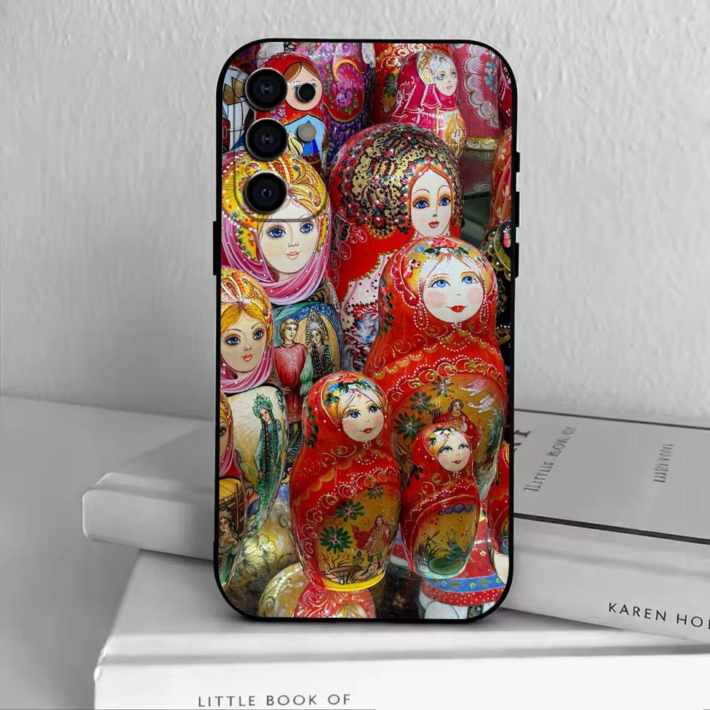 Cute Russian Doll Art Phone Case For Samsung S25,S24,S21,S22,S23,S30,Ultra,S20,Plus,Fe,Soft Silicone Black Cover