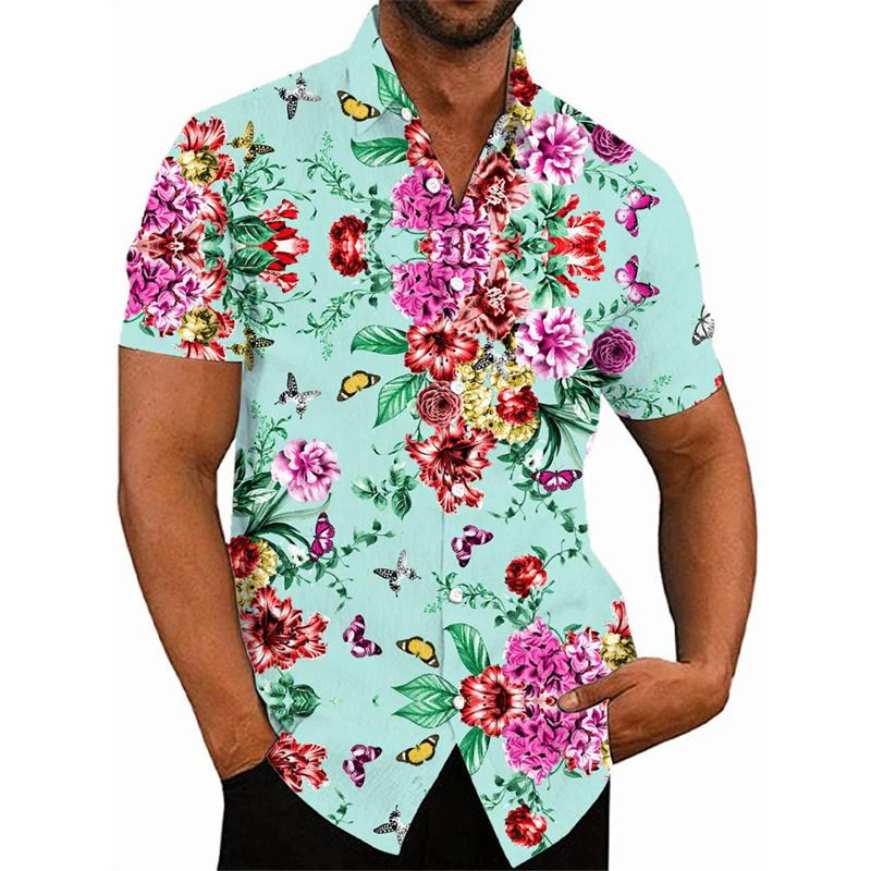 Men's Shirt For Men 3D Printed Flower Hawaiian Summer New Fashion Beach Shirt Comfortable Top Blouse Short Sleeves Streetwear