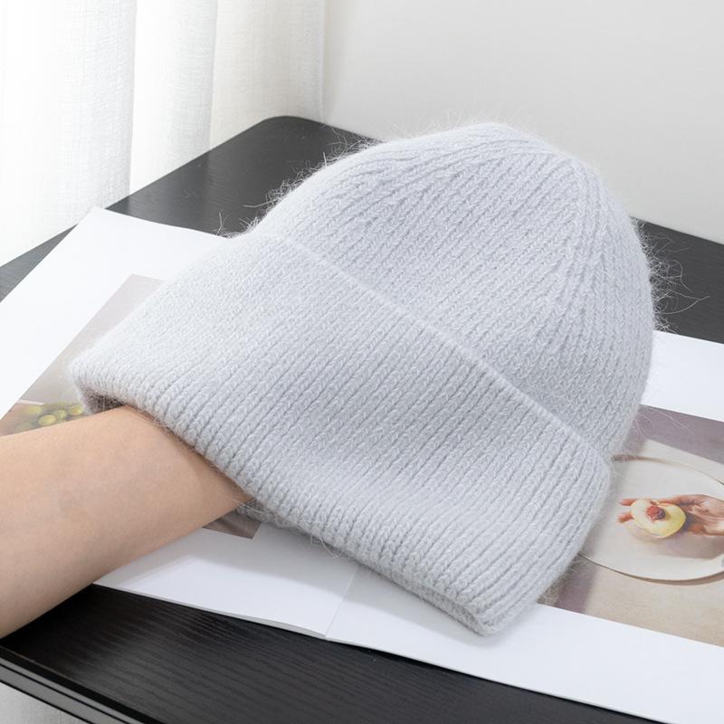 Корейская шапка с капюшоном из меха кролика карамельного цвета для женщин, теплая вязаная шапка, симпатичная корейская японская холодная шапка, вирусный тренд в Instagram