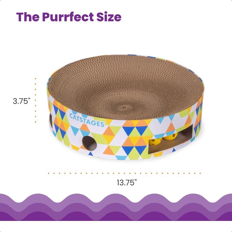 Catstages Миска Трек Когтеточка Игрушка Трек с Шариками для Кошек Гофрированный Когтеточка и Лежанка Все-в-одном Два Шарика в Комплекте для Интерактивной Игры