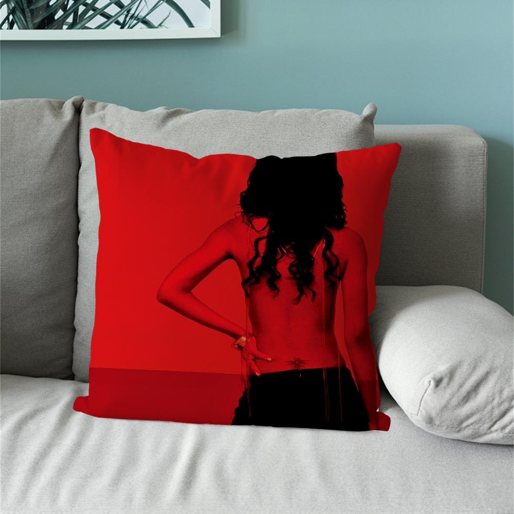 Red A-AaliyahS Album Pillow Case For Sofa Bedside Table Bedroom Backrest Living Office Cushion Printed Square Multiple