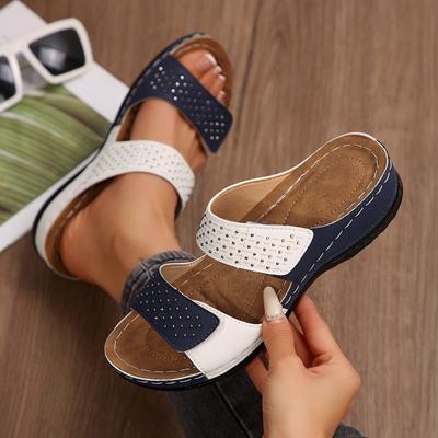 Туфли Water Diamond One-Strap Shoes Толстые туфли, тапочки Женские туфли на танкетке большого размера Легкие пляжные шлепанцы