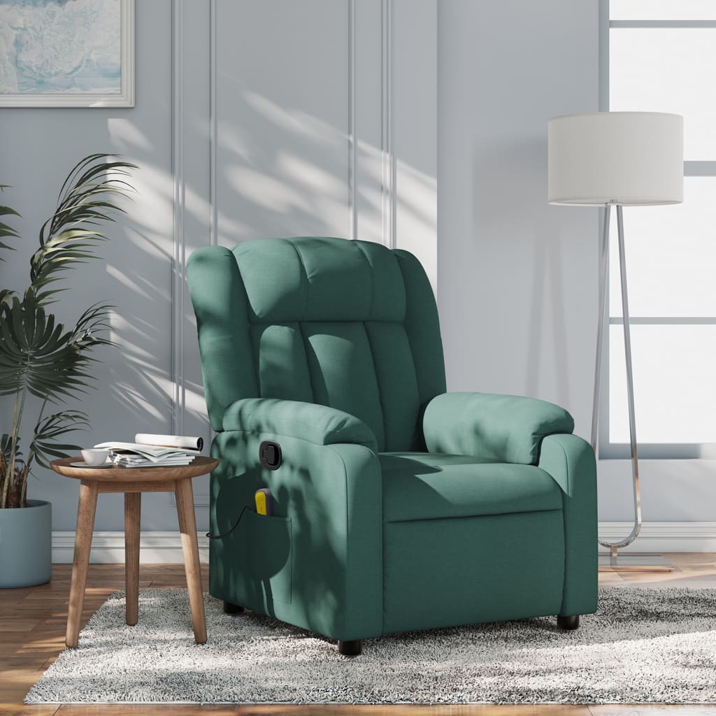 Massage Relax Chair Dark Green Fabric
