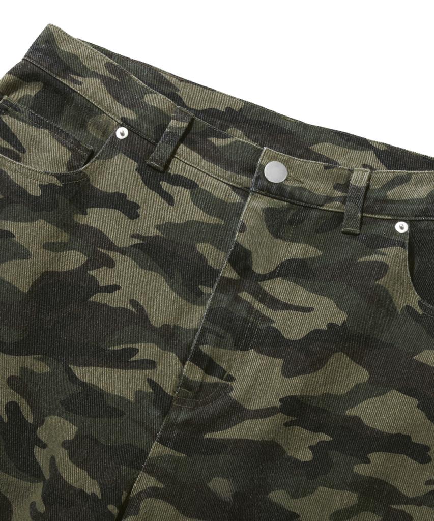 TRILLION Camo Wide Curved Cotton Pants_Deep Khaki