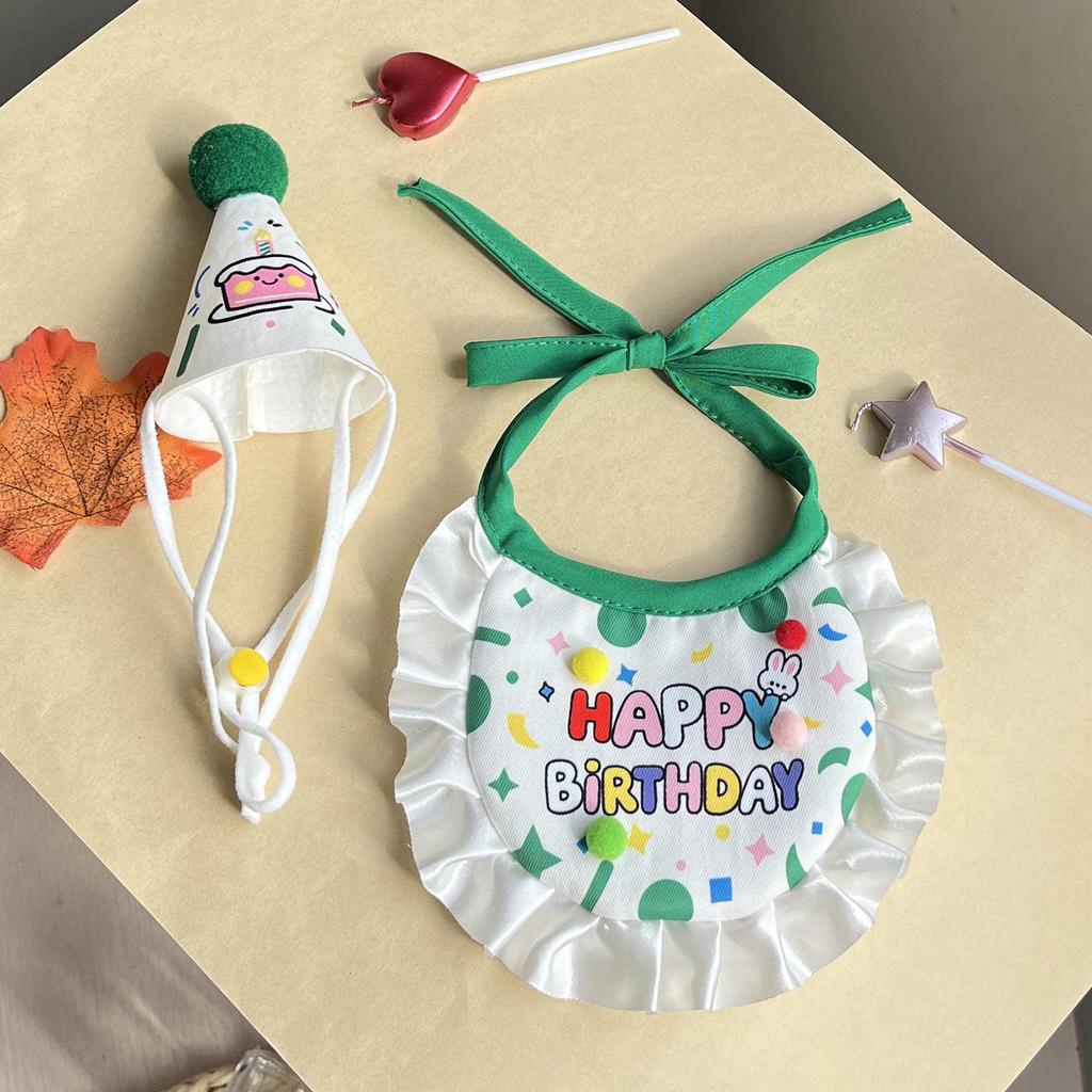 Cat & Dog Birthday Party Costume: Cute Japanese Scarf, Hat, & Bib Set