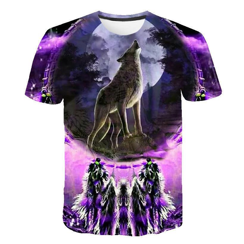 Летняя мужская футболка с 3D принтом волка и животным узором, свободные топы с круглым вырезом и короткими рукавами для мужчин