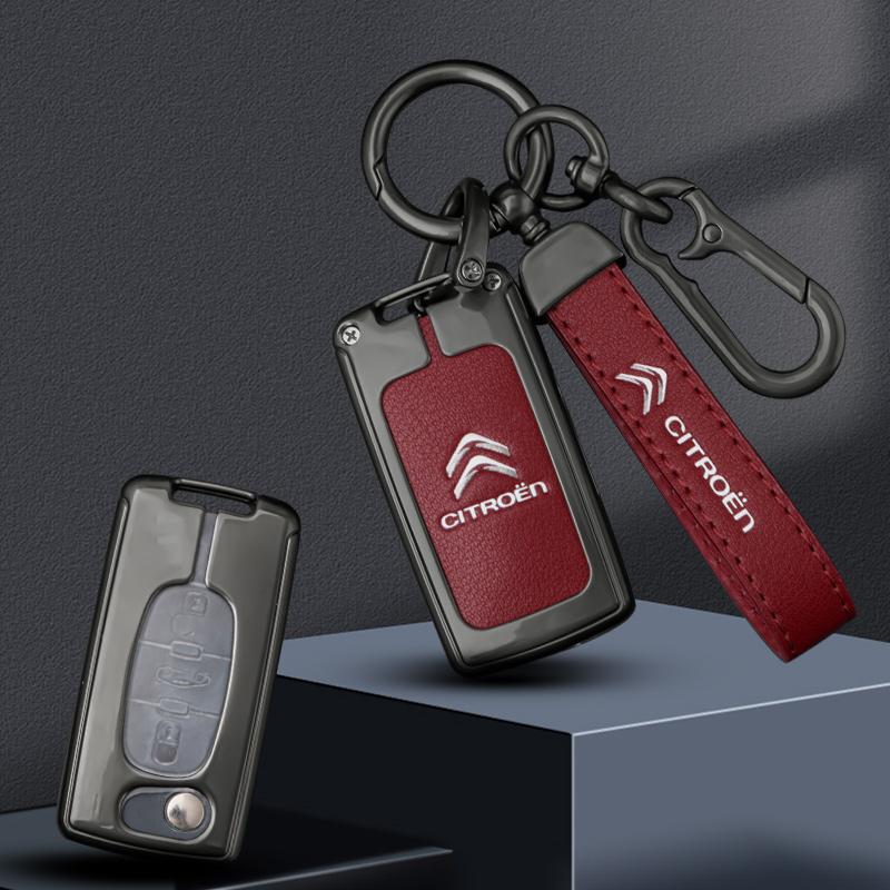 DBGO4 Zinc Alloy Leather Car Flip Remote Key Case Cover Protector Shell Fob Auto Accessories For Citroen C1 C2 C3 C4 C5 XSARA PICA