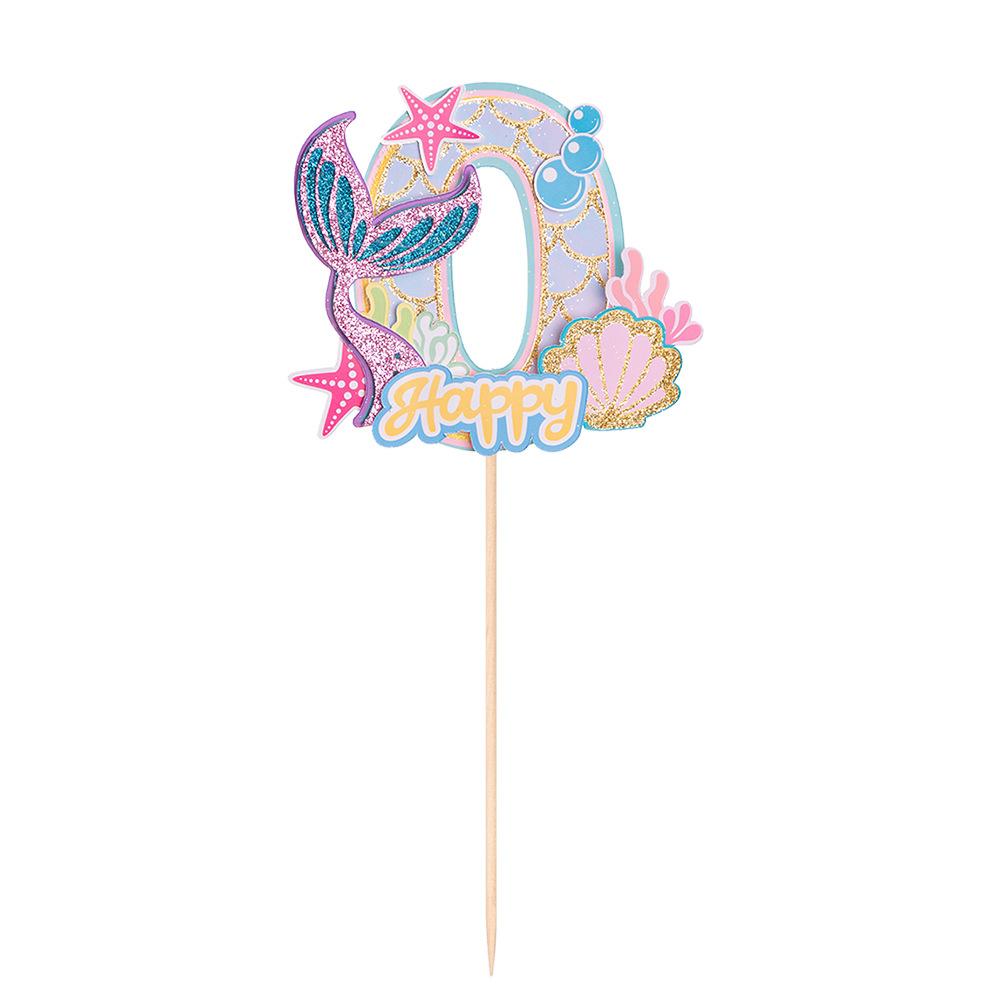 Хвост русалки С Днем Рождения Торт Украшение для вечеринки в честь Русалочки 1-10 цифр Украшения для кексов для девочек День рождения Baby Shower Декор