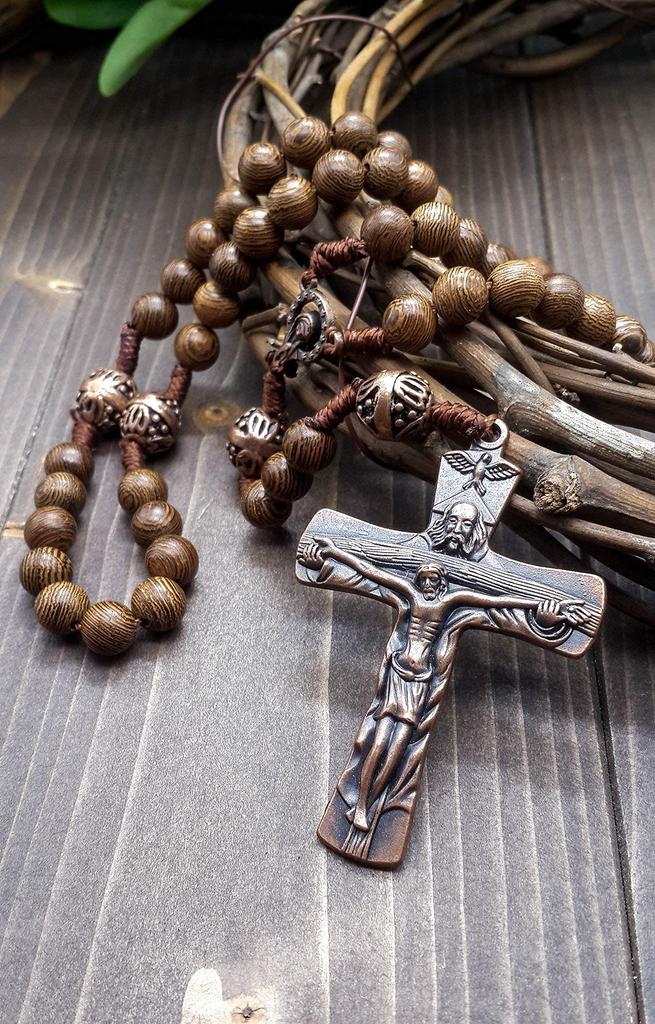 Магазин в Назарете, Отче наш, бусины из дуба, молитвенное ожерелье ручной работы с четками, медальоном Девы Марии и Святым Духом Иисусом xx без драгоценных камней