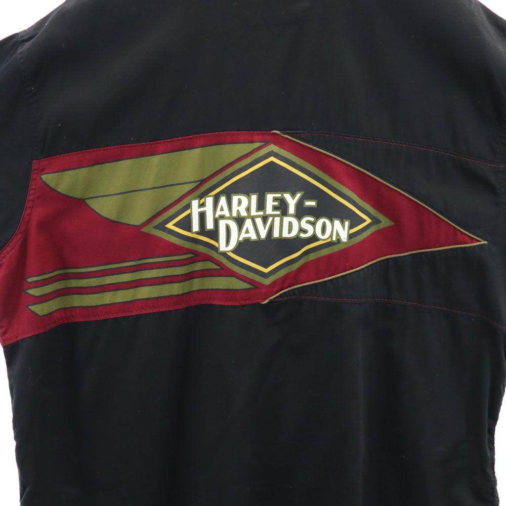 Harley Davidson Back Print Short Sleeve Button Down Shirt XL Black Series Men's Used