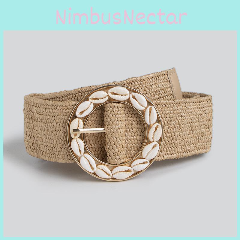 Bohemia Fashion Waist Belt With Handwoven Nylon And Shell Accents For Summer Fashion