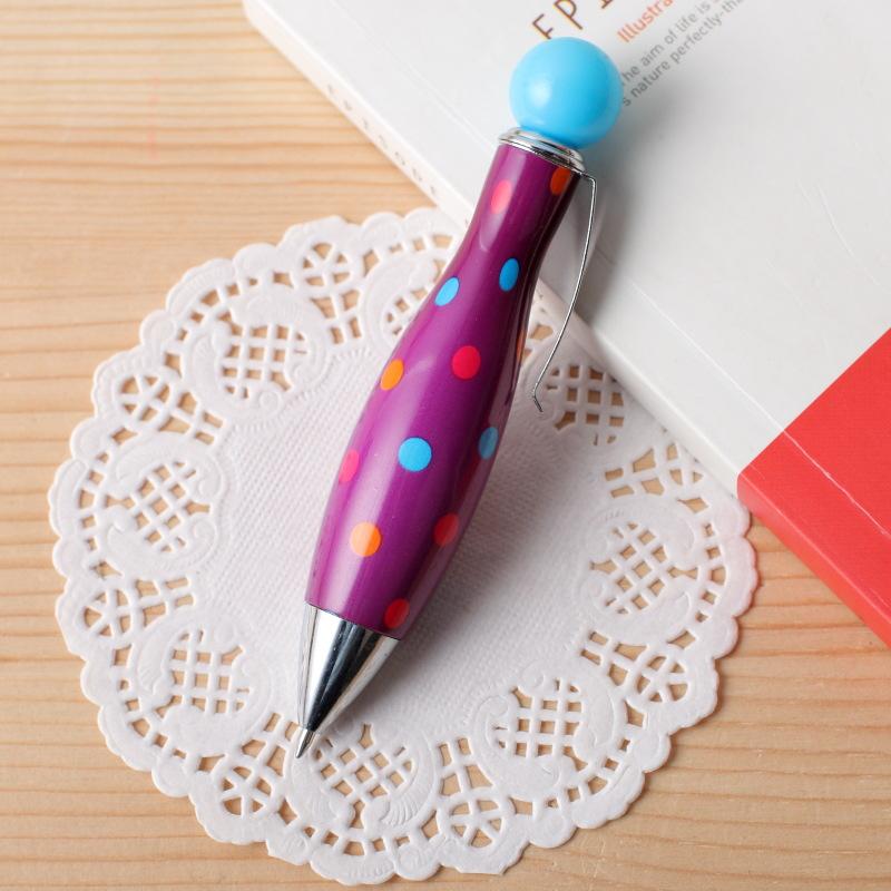 Короткая ручка в форме мини-боулинга, элегантная, с принтом в виде точек и цветов, в стиле бохо, шариковая ручка для школы, офисные принадлежности