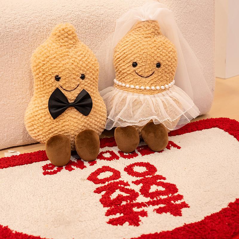 Plush Wedding Doll With Persimmon And Peanut Design For Marriage Celebration Decor