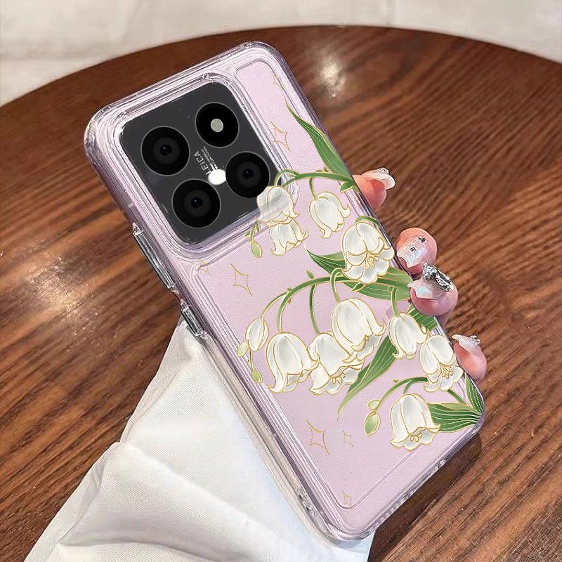 Чехол с сине-фиолетовым цветочным узором для Xiaomi Redmi Note 15 Pro 4G Funda Redmi Note 14 13 Pro 5G Прозрачный Мягкий Силиконовый Чехол из ТПУ