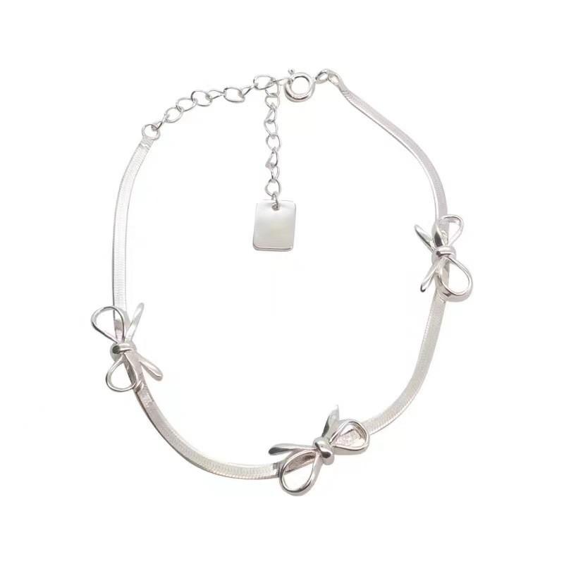 And Chic Modern Silver Bow Knot Bracelet For Women Minimalist Highend Jewelry Geometric