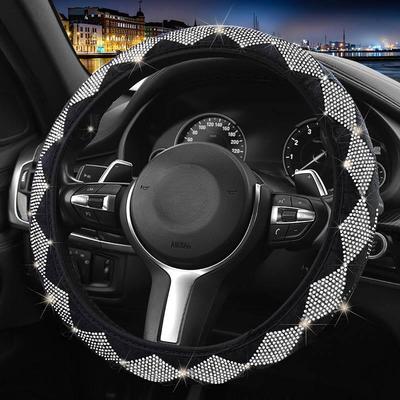 Новая Модная Оплетка на Руль Автомобиля Полная Выкладка Стразами Четыре Сезона Горячая Прессованная Выкладка Нескользящая Без Внутреннего Кольца Чехол на Руль Универсальный