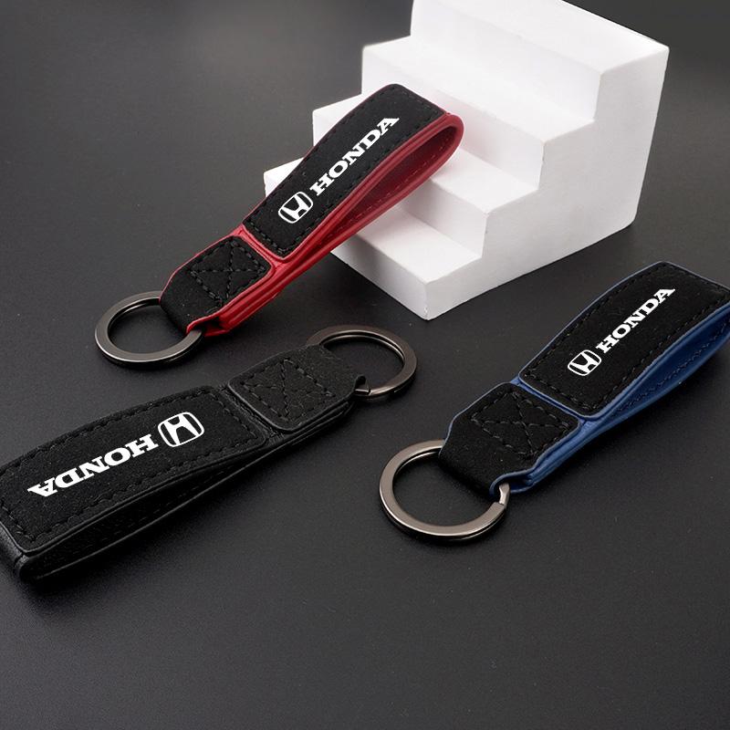 EKSBU1 Suede Car Emblem Keychain Buckle Key Ring For Honda Civic Fit Jazz Accord Pilot CRV Odyssey Shuttle HRV Fk7 Fk2 Mugen Fk8 Type R