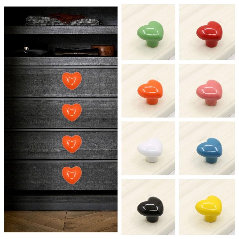 Heart-shaped Heart Shaped Door Handles No- punching Drawer Knobs Cute Door Pull Handles Kids Using