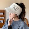 New Winter Plush Ear Protecting Peaked Cap for Women Korean Style Versatile Empty Top Ponytail Warm Baseball Hat