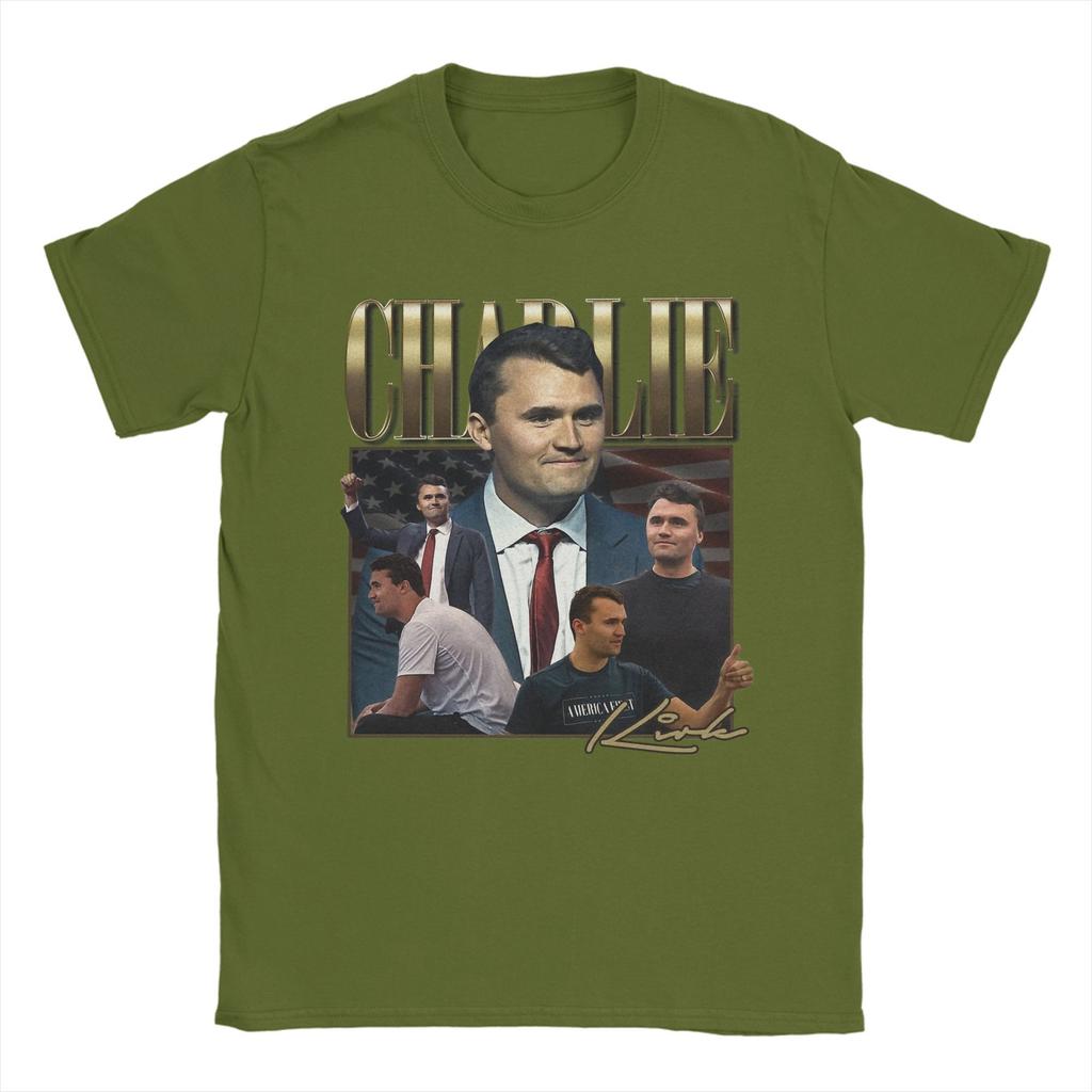 Men's Charlie Kirk T Shirts  100% Cotton Tops Fashion Short Sleeve Crewneck Tee Shirt Gift Idea T-Shirt