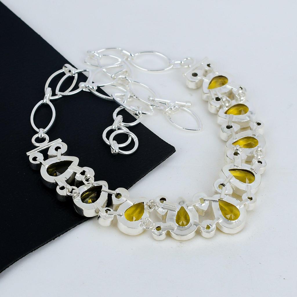 Amazing Citrine Gemstone Handmade 925 Sterling Silver Necklace, Citrine Silver Necklace For Wife, Unisex Necklace, Christmas Day Gift
