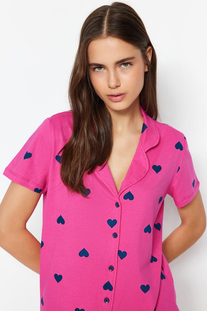 Women's Style Homewear Sleepwear White Multicolored 100% Cotton Fun Patterned Knitted Pajama Set