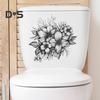 Черный Белый Цветок Наклейка на Туалет Съемная Самоклеящаяся Водонепроницаемая ПВХ Гостиная Стена Искусства Ванная Комната Крышка Унитаза Украшение Наклейка