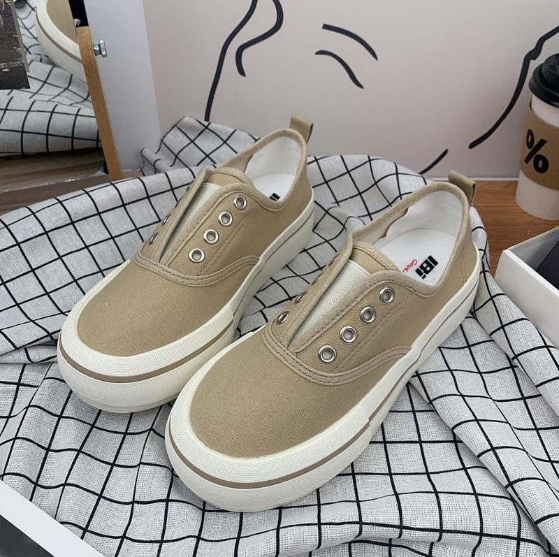 Женские парусиновые туфли в гонконгском стиле 2025 года: Mango, Candy Colors, тонкие, толстые, ленивые, летние белые кроссовки