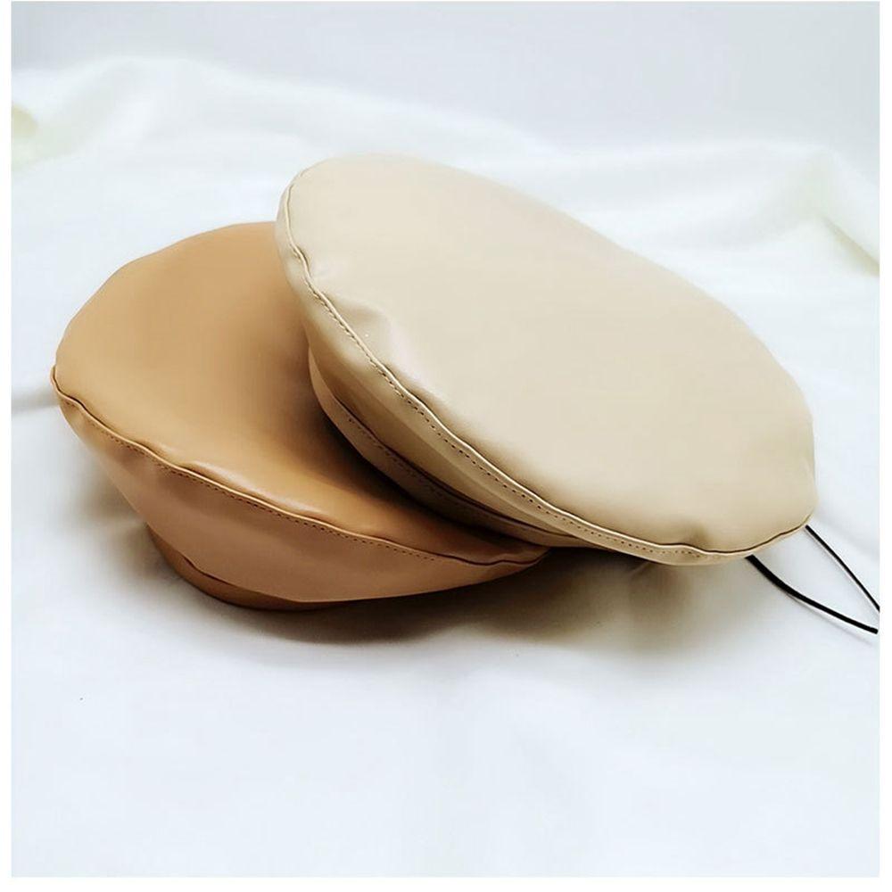Solid Warm Beanie Female Ladies French Artist Hat Beret Cap Adjustable Hat PU Leather Berets