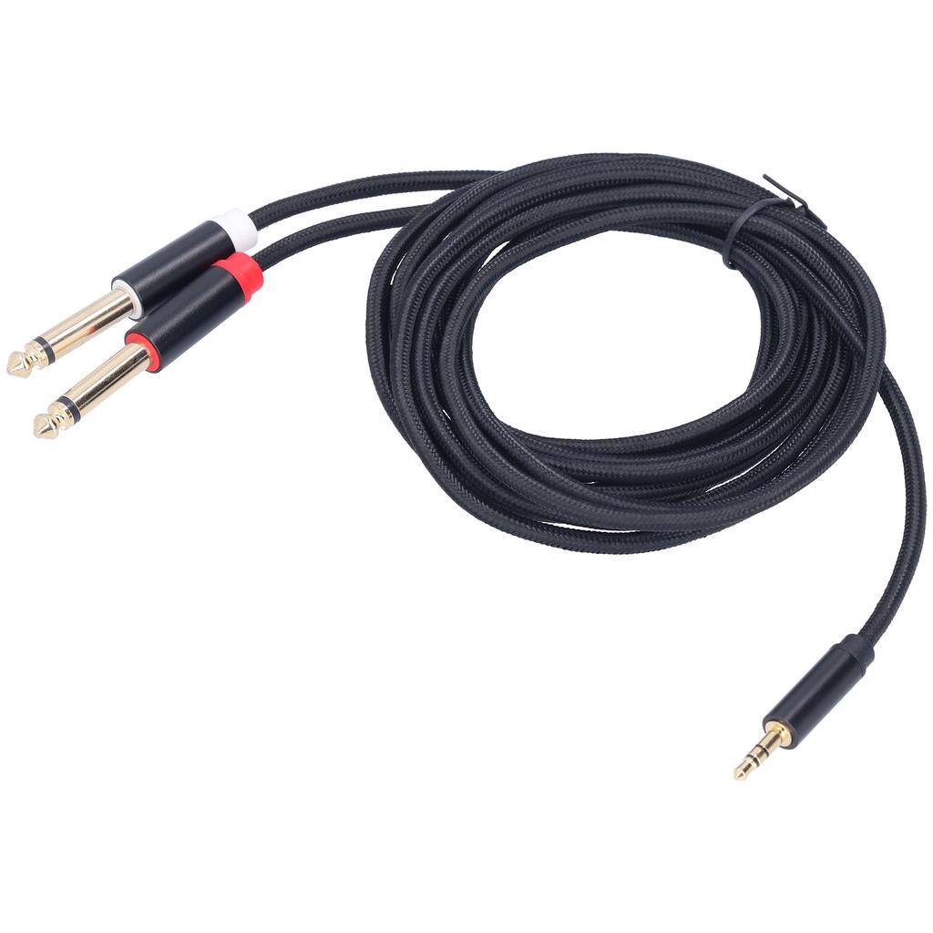 3683 Adapter Cable Cotton Woven Mesh 3.5mm Male to Dual 6.35mm Audio Tuning Speaker Adapter Cable3m 9.8ft