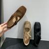 Корейская версия нишевых туфель Мэри Джейн на плоской подошве с перекрестными ремешками, ретро-коричневые, с квадратным носком, для ранней осени, балетки