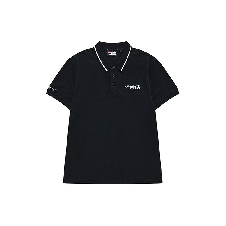 Fila Fusion Повседневная вязаная мужская футболка-поло с коротким рукавом Топы Глубокий черный T11M223101FBK