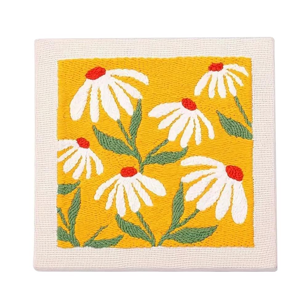 DIY Embroidery Kits For Beginner Craft Punch Needle Set Rug for Starter Kits with Stamped Flower Pattern Needle Felting Supplies