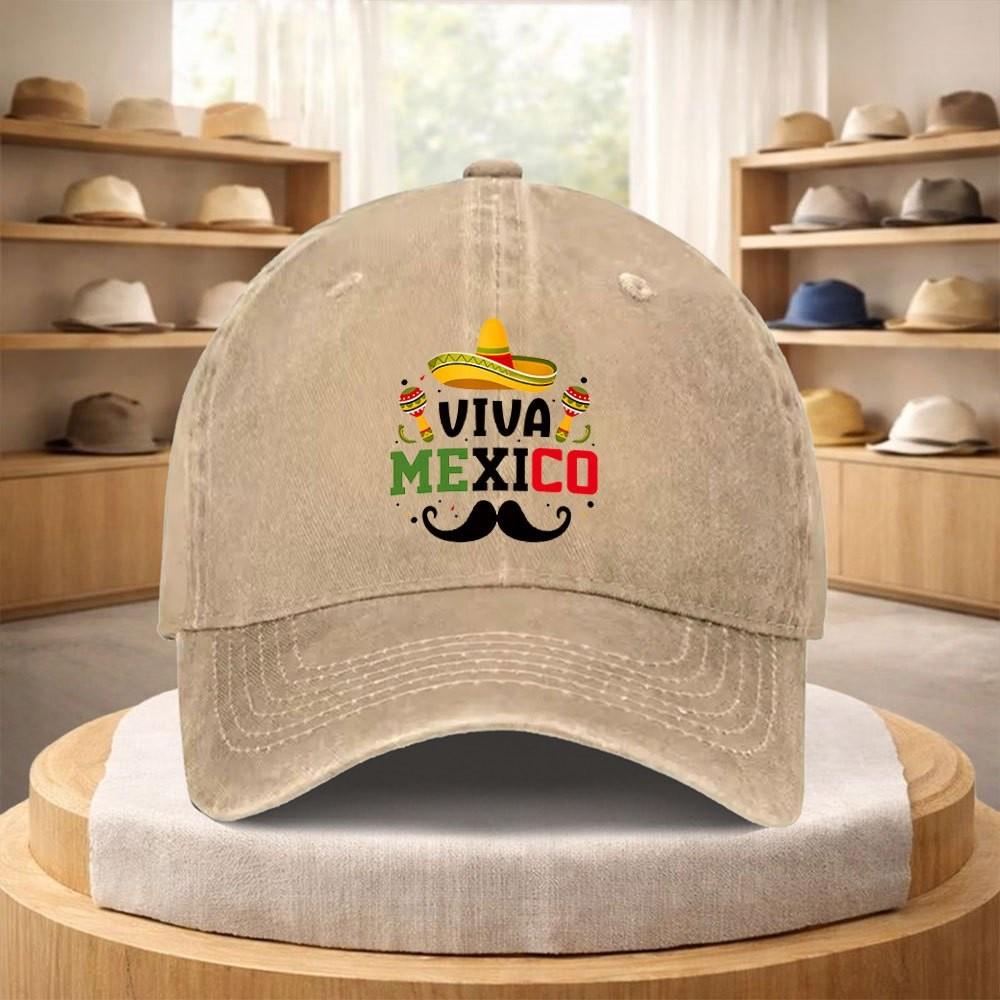 Кепка-бейсболка с принтом "Viva Mexico Sombrero" из стираного денима, регулируемая, повседневная, уличный стиль, для унисекс